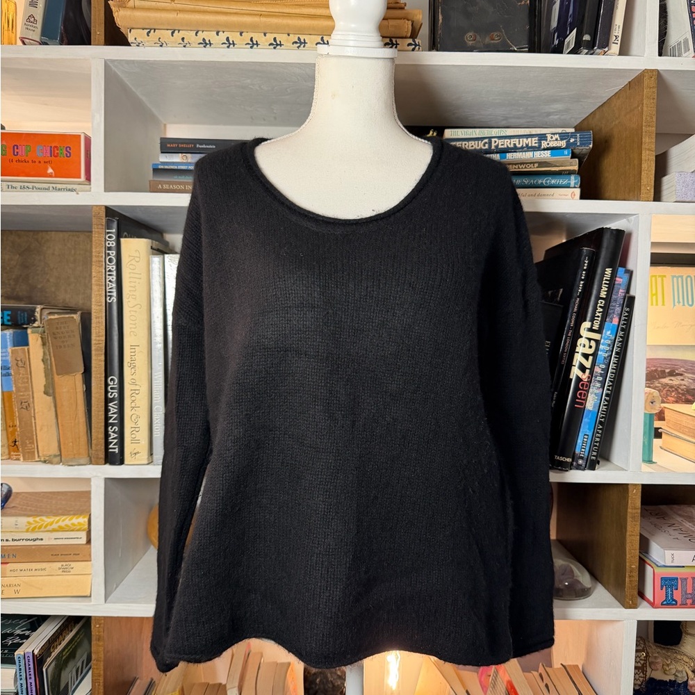 James Perse Black Fuzzy Knit Top